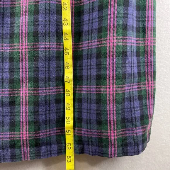 LL BEAN Nightgown Womens L Flannel Plaid Long Sleeve Sleepwear PJs Cotton Purple - Picture 13 of 14